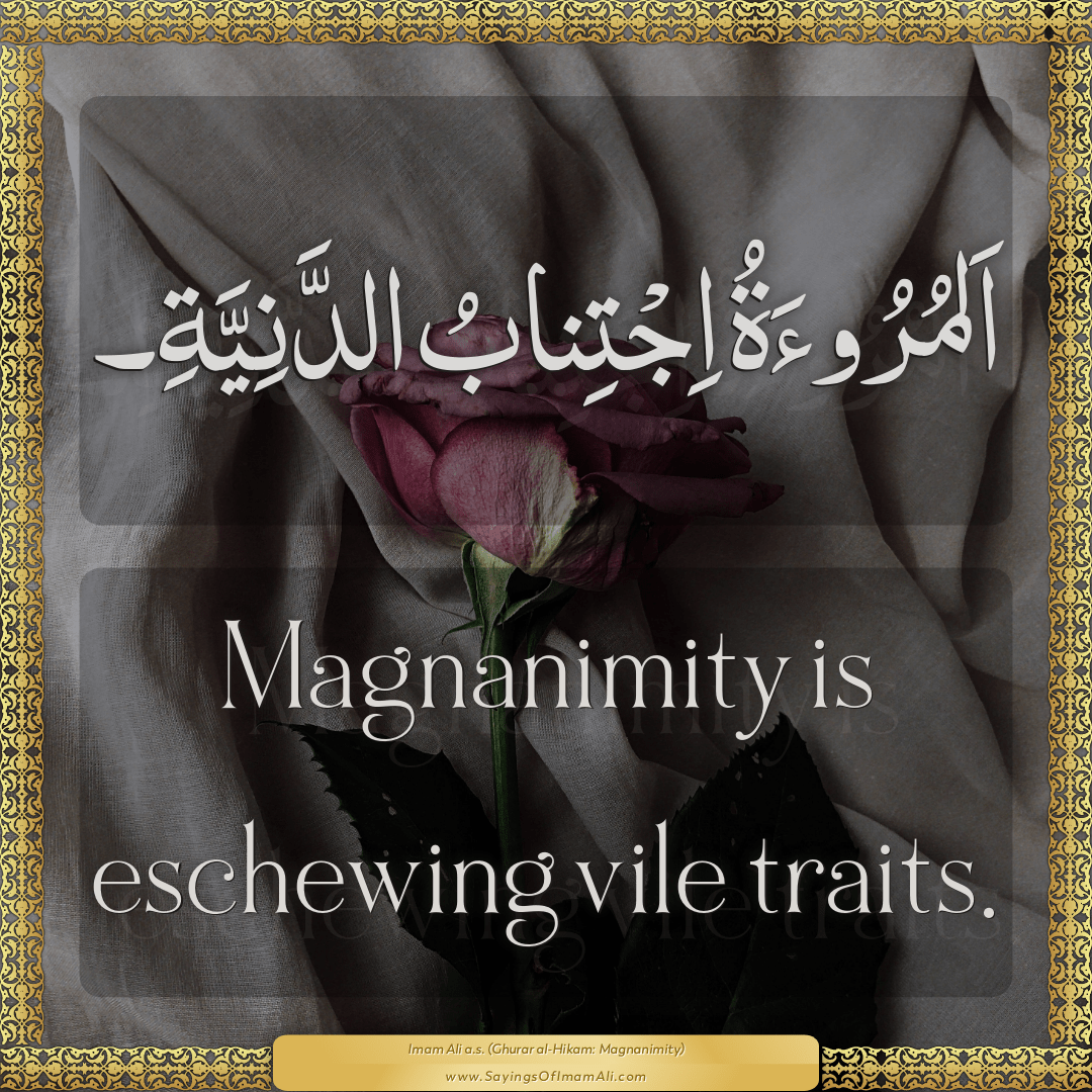 Magnanimity is eschewing vile traits.